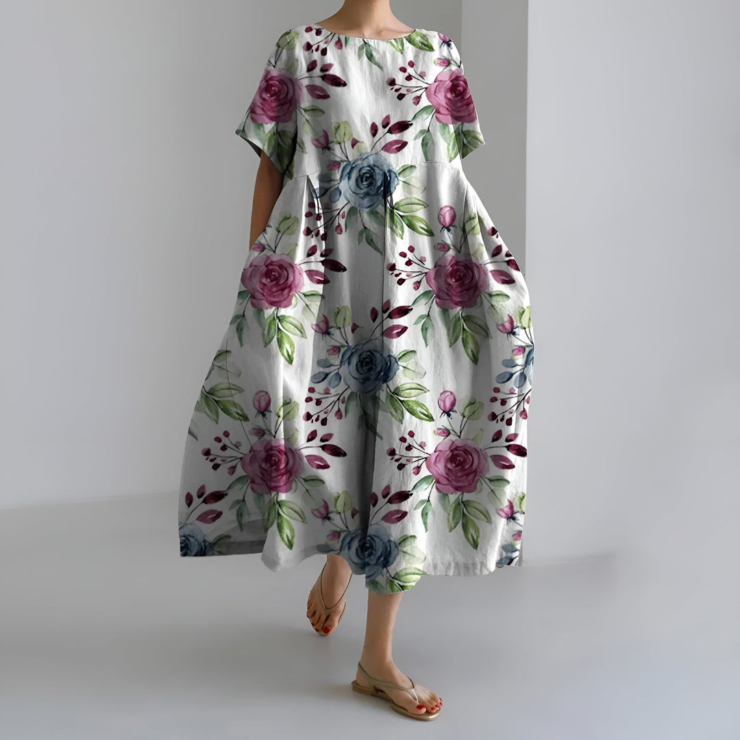 Meeri Artistic Maxi Dress with Vintage Floral Print and Carefree Elegance - Elena Harper