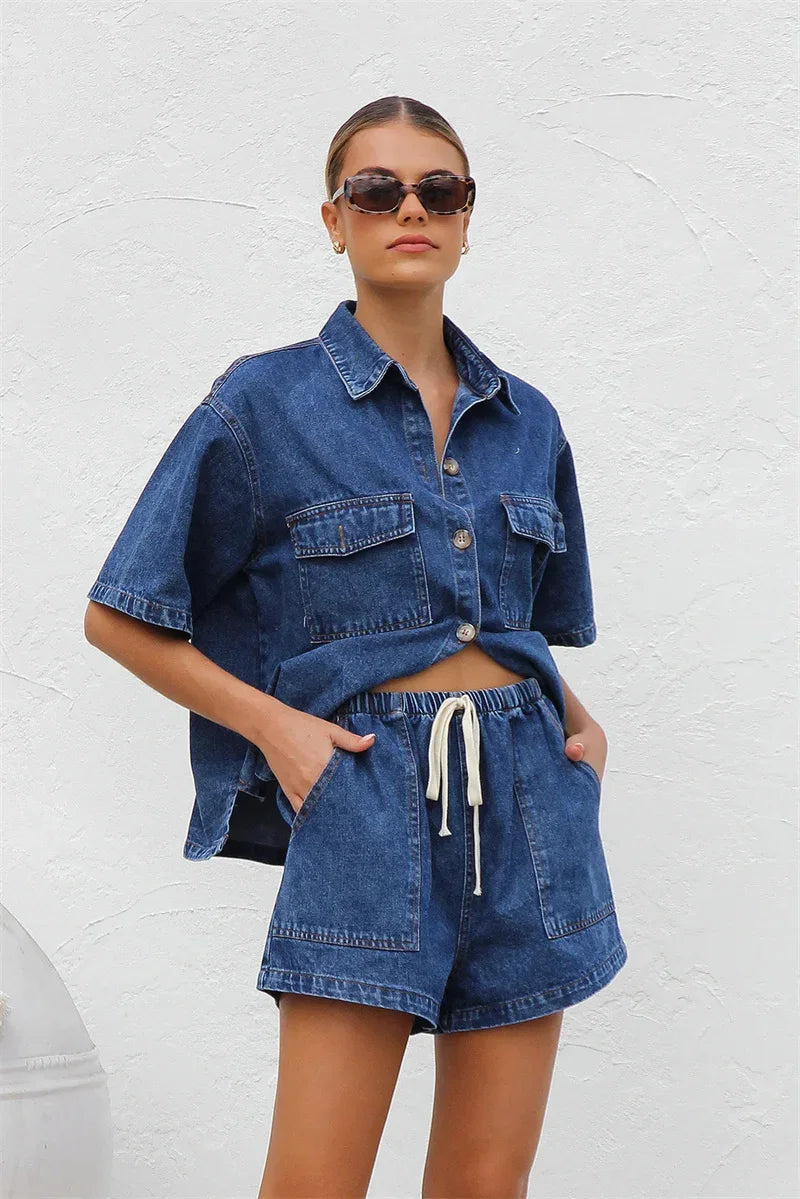 Gia Comfy Denim Set, view 4 - Elena Harper