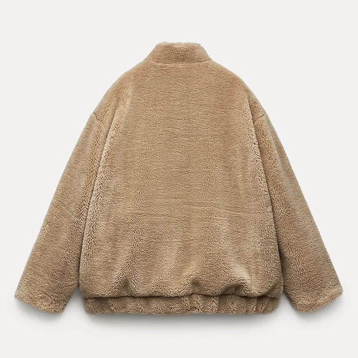 Adelaide Teddy Faux Fur Coat with Drop Shoulder Drape for Women - Elena Harper