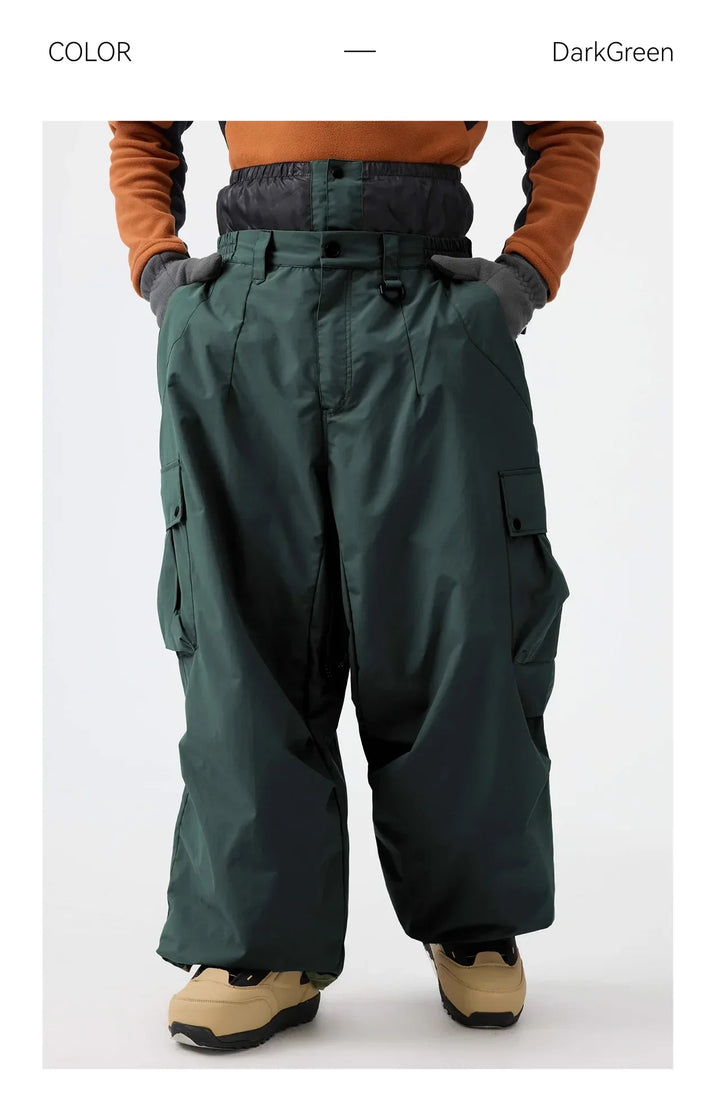 Unisex Loose Ski Pants – Breathable Snowboard Pants with Zipper and Insulation