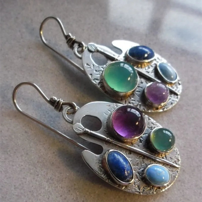 Artist Palette Gemstone Drop Earrings - Elena Harper