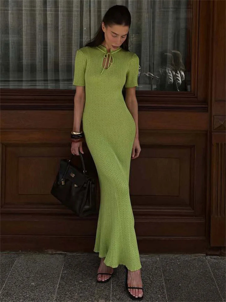 Kalliope Elegant Knit Dress, view 2 - Elena Harper