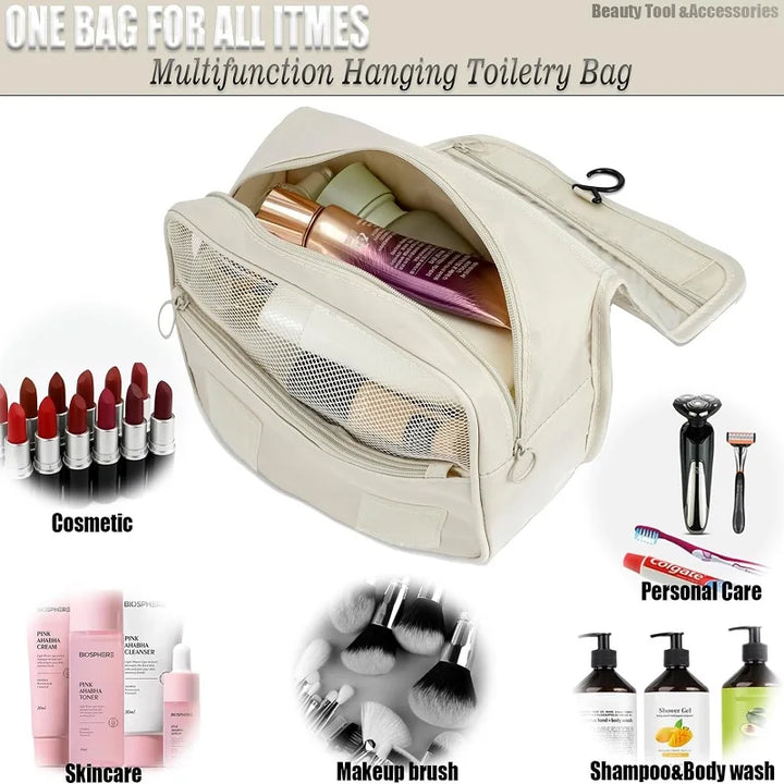 Hanging Travel Toiletry Bag 6 Compartments & Wet Pocket Compact & Versatile Waterproof Polyester, view 4 - Elena Harper
