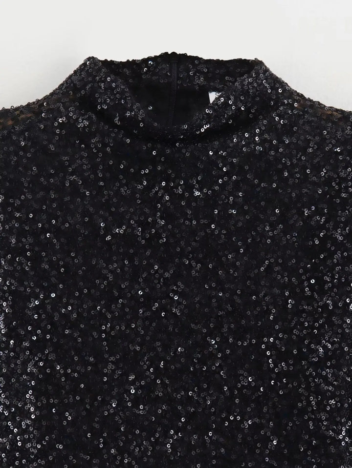 Vayenna – Padded Shoulder Sequin Mini Dress