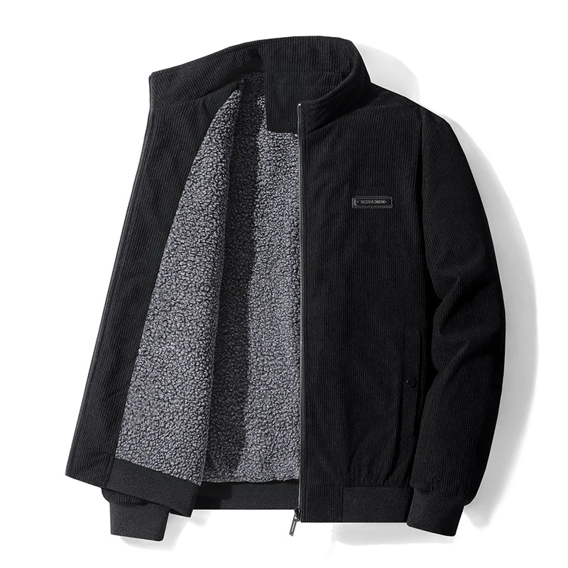 Laurent Monaco Fleece Jacket with Corduroy for Men, view 3 - Elena Harper