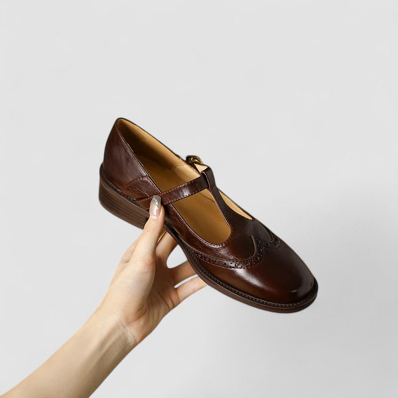 ANDREA – VINTAGE T-STRAP LEATHER SHOES