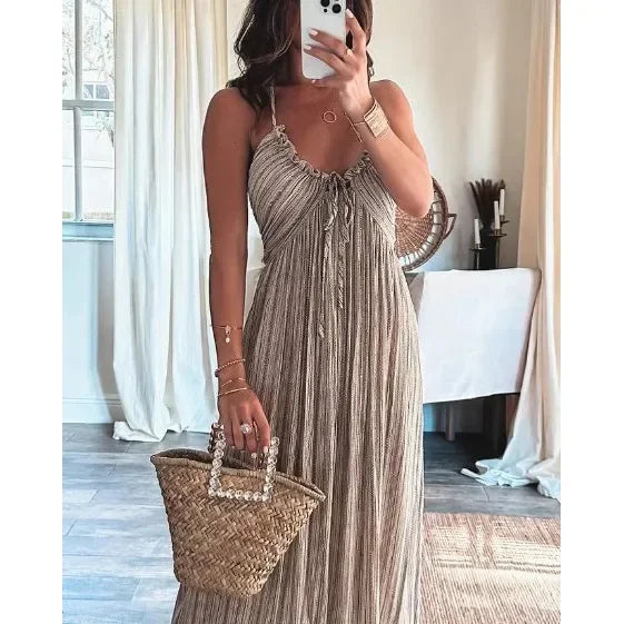 Renly - Sleeveless A-Line Sling Long Dress