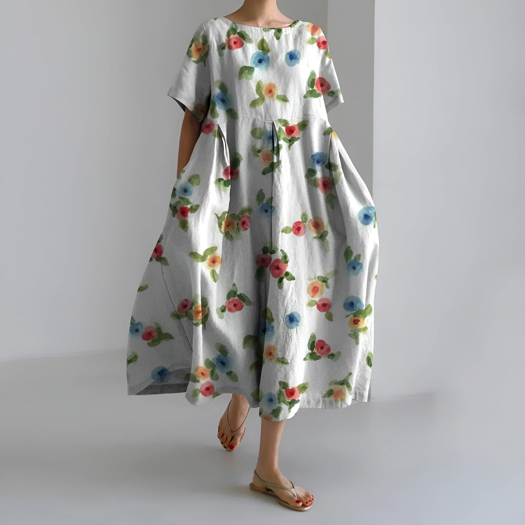 Meeri Artistic maxi dress with vintage floral pattern and effortless elegance - Elena Harper