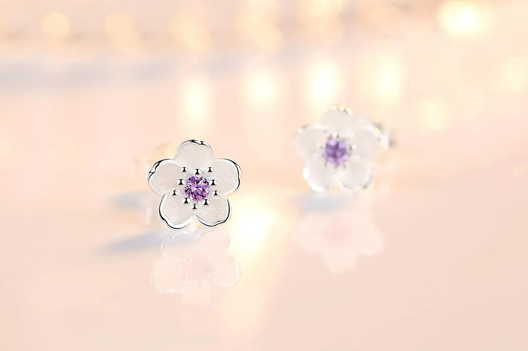 Zircon Flower Stud Earrings