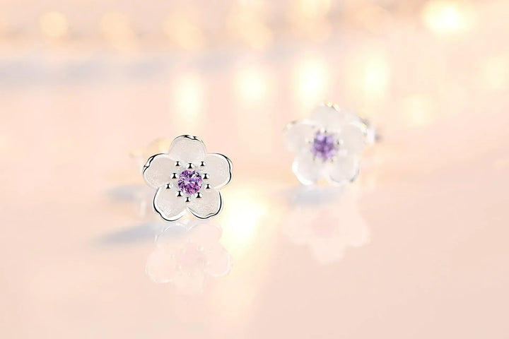 Zircon Flower Stud Earrings
