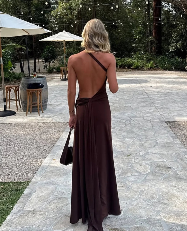 Amidala Elegant Long Silk Dress, view 3 - Elena Harper
