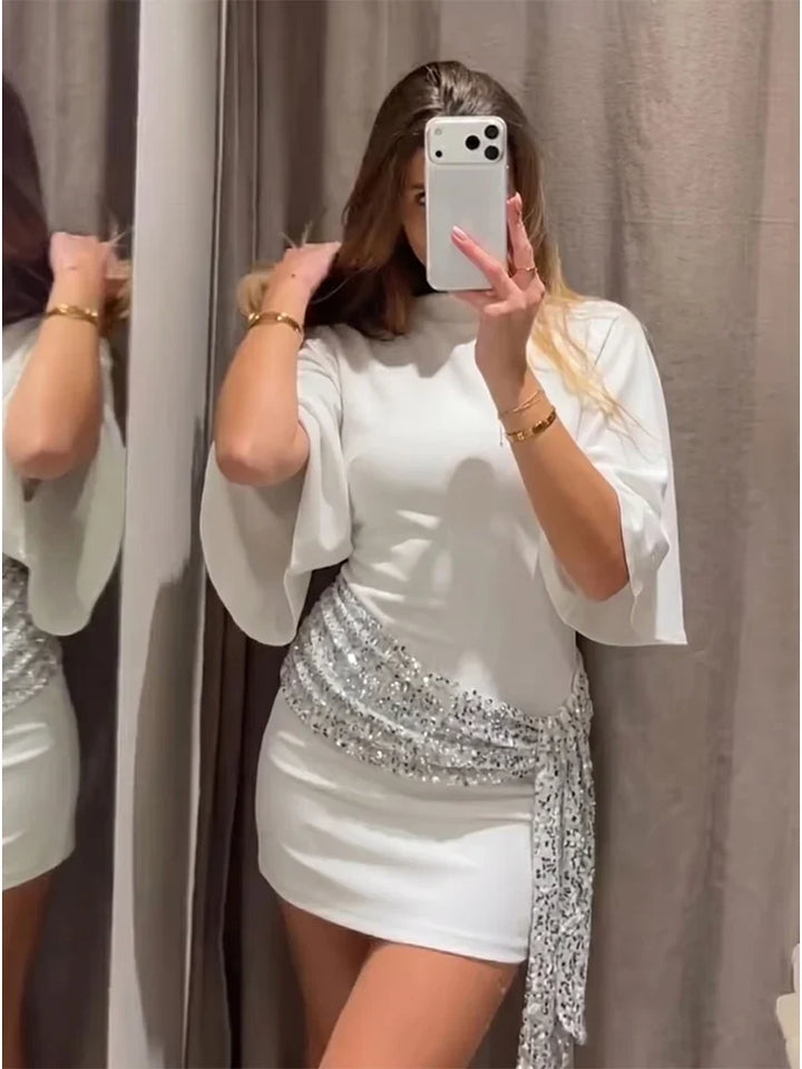 Eleonora Mini Silk Dress, view 4 - Elena Harper