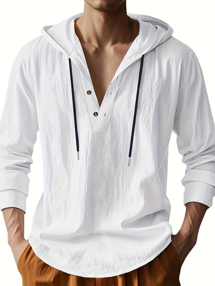Luxury Linen Hooded Shirt - Elena Harper