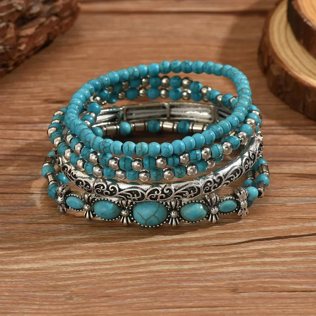 Maëlys Refined Turquoise Multi-Strand Bracelet - Elena Harper