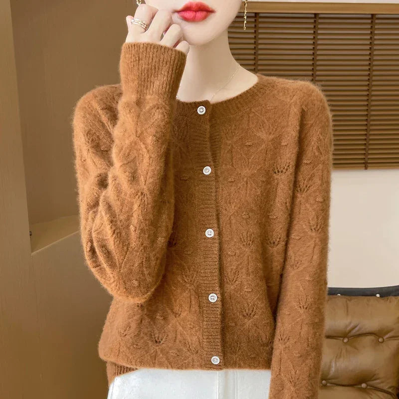 Aurora Cozy Knit Cardigan, view 3 - Elena Harper