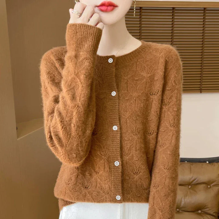 Aurora Cozy Knit Cardigan, view 3 - Elena Harper