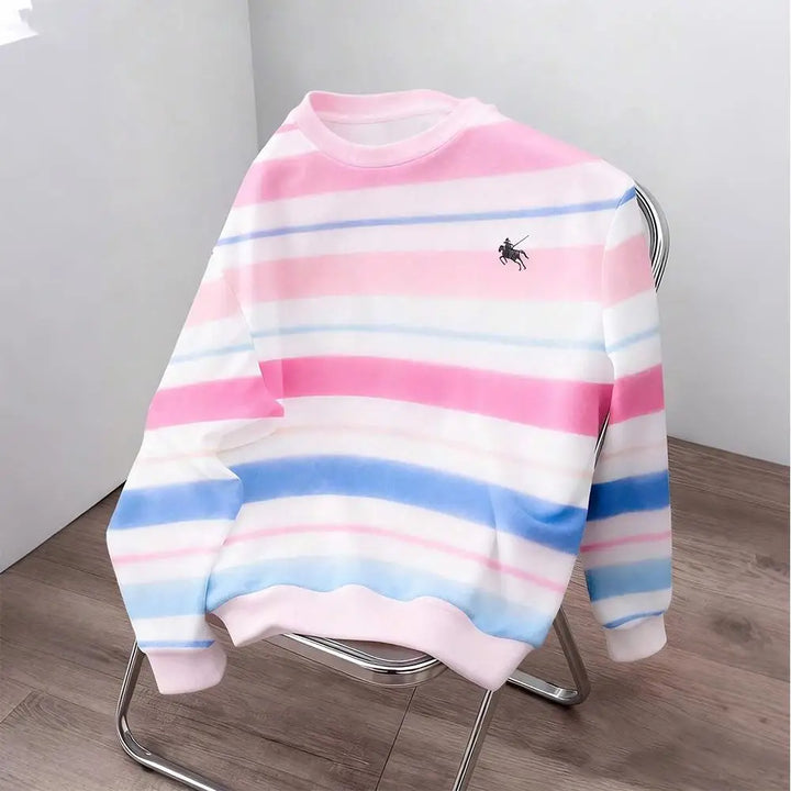 Massimo Soft Striped Sweater, view 3 - Elena Harper