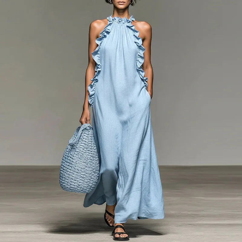 Bohemian Long Dress with Ruffles - Elena Harper