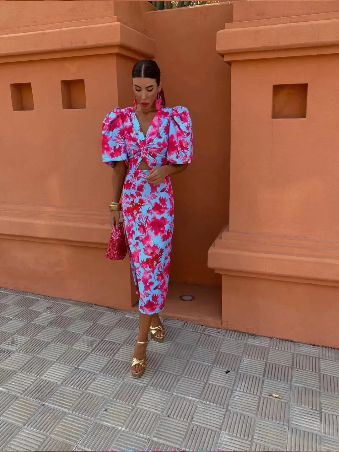 Devika Vibrant Puff Sleeve Dress - Elena Harper