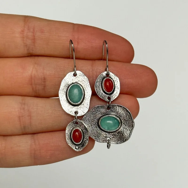 Artisan Silver Multi-Stone Drop Earrings - Elena Harper