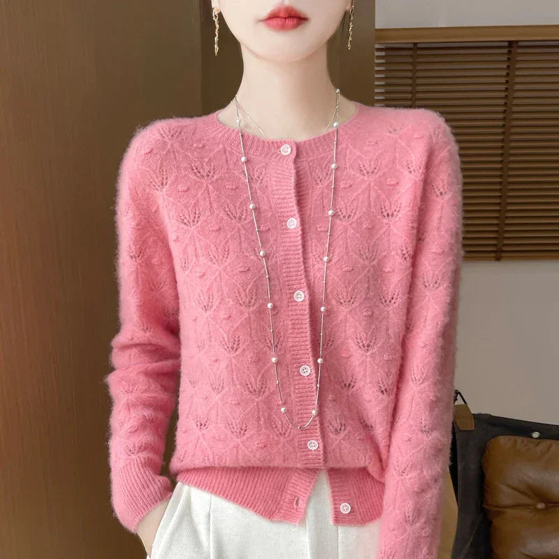 Aurora Cozy Knit Cardigan, view 6 - Elena Harper