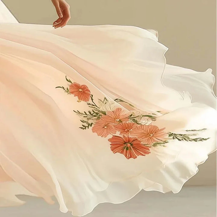 Rose Elegant party dresses with V-neck and high waist - Elena Harper