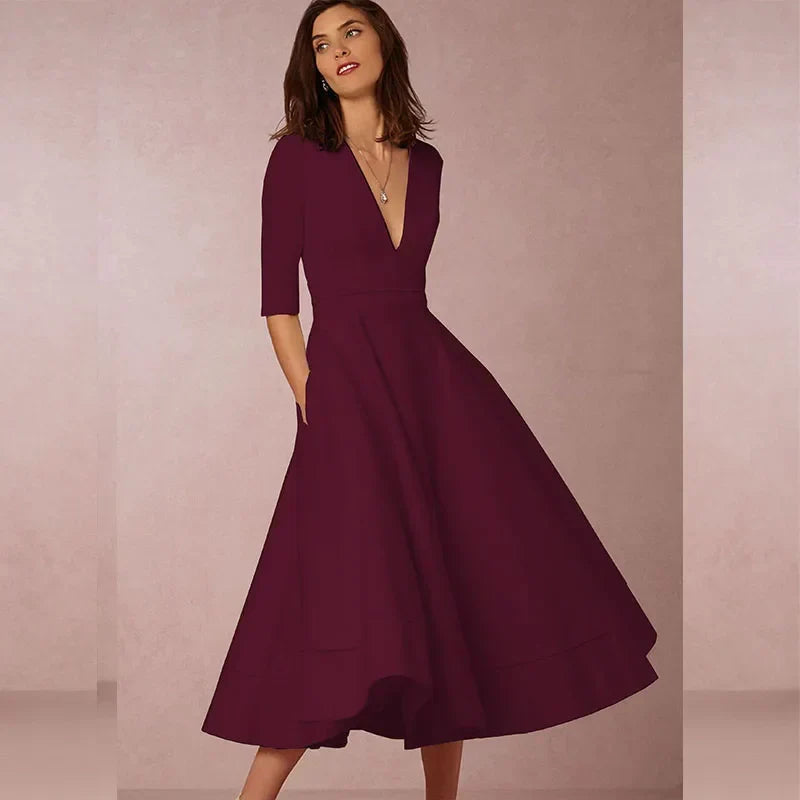 Vintage Women's A-Line Dress from the 60s with Flared Skirt Elegant and Feminine, view 9 - Elena Harper