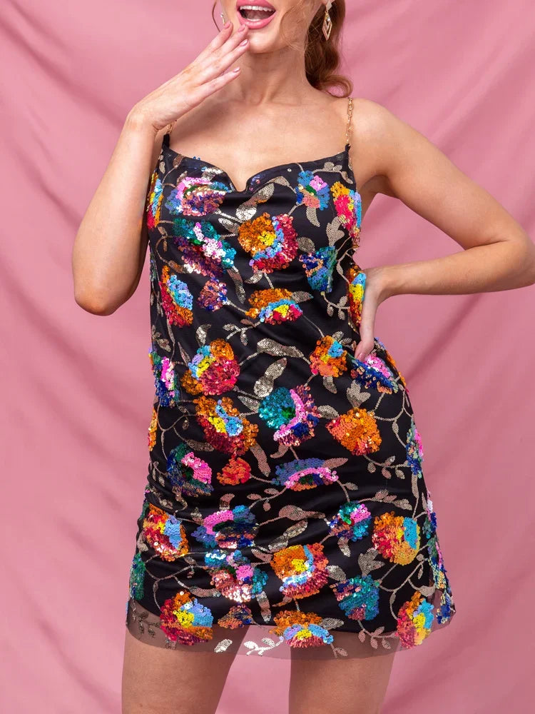 Women's Elegant Floral Mini Dress for Summer Bliss