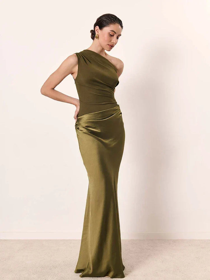 Maxi Dress with Satin Detail, view 4 - Elena Harper