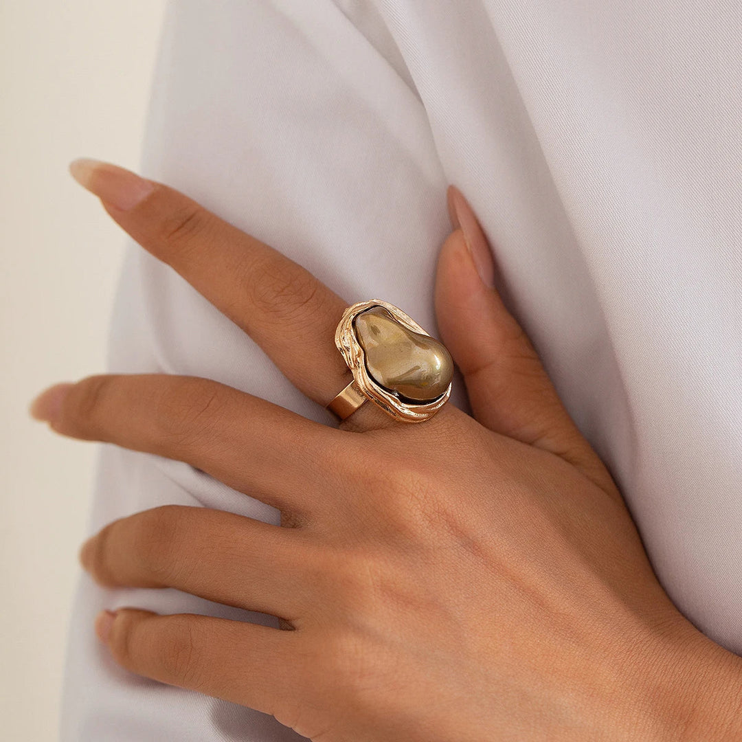 Chunky Baroque Pearl Cocktail Rings - Elena Harper