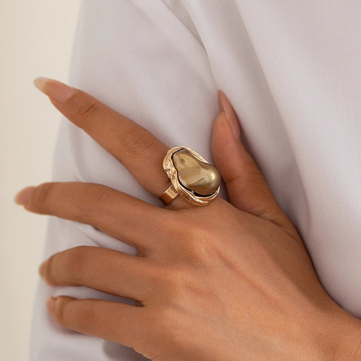 Chunky Baroque Pearl Cocktail Rings - Elena Harper