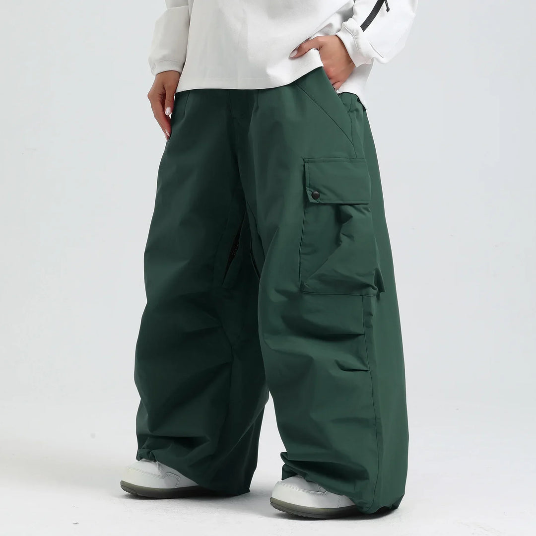 Unisex Loose Ski Pants – Breathable Snowboard Pants with Zipper and Insulation