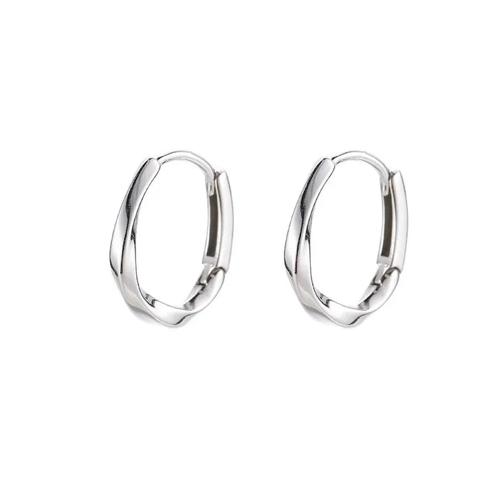 Sterling Silver Round Inlaid Earrings