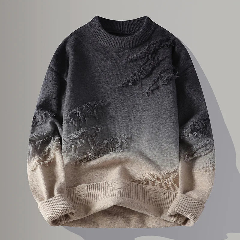 Jindrich - Long Sleeve Frayed Shadow Sweater