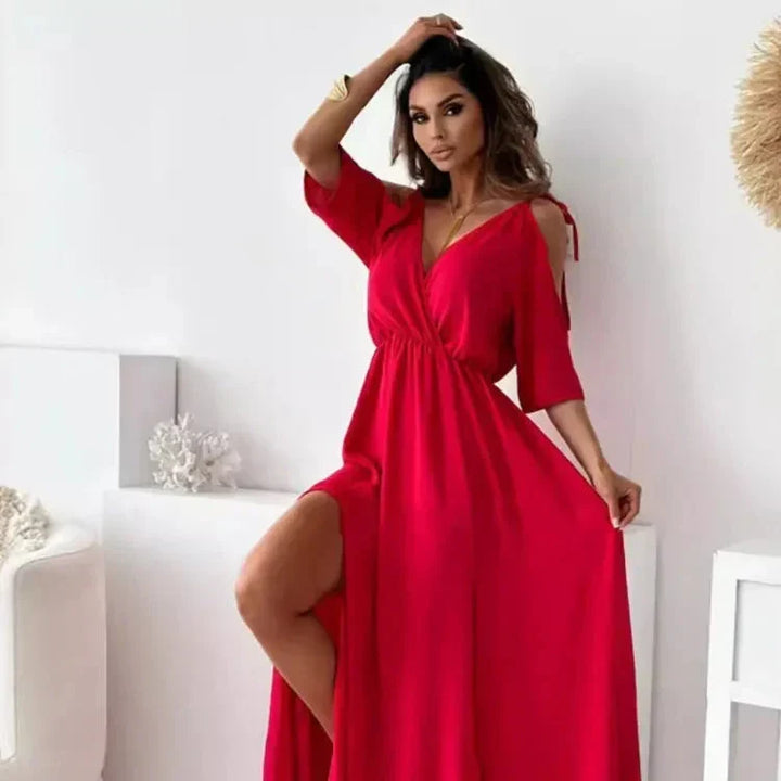 Amy | Elegant Cold-Shoulder Maxi Dress