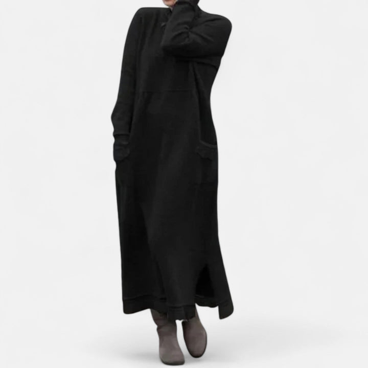 Mara Knitted Maxi Dress Cozy Long Sleeve Oversized Winter Dress - Elena Harper