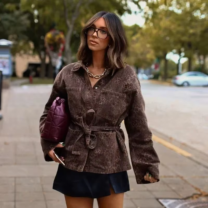 Elsie - Leopard Print Denim Jacket