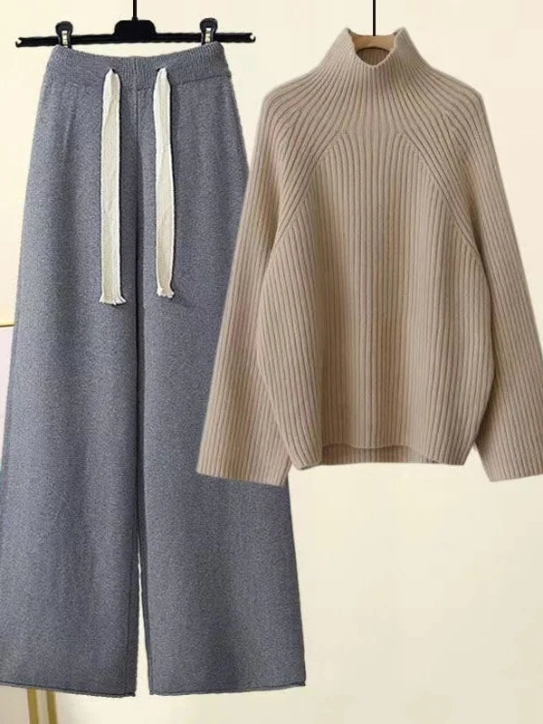 Dilys | Women's Knitwear Set with Drawstring Waist Trousers