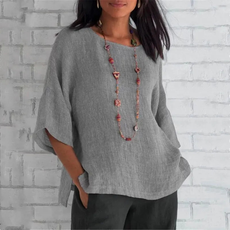 Mattea Cotton Summer Blouse, view 3 - Elena Harper