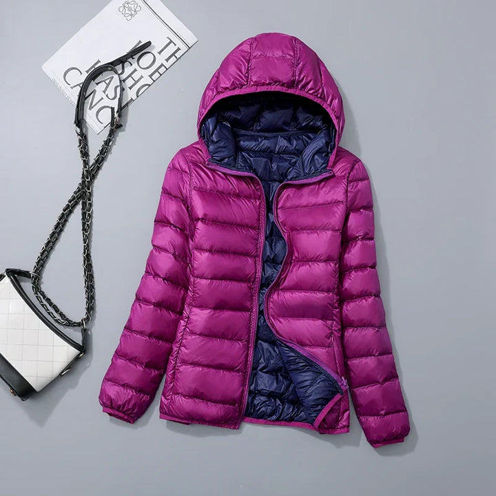 Reversible Down Jacket with Hood - Soraya