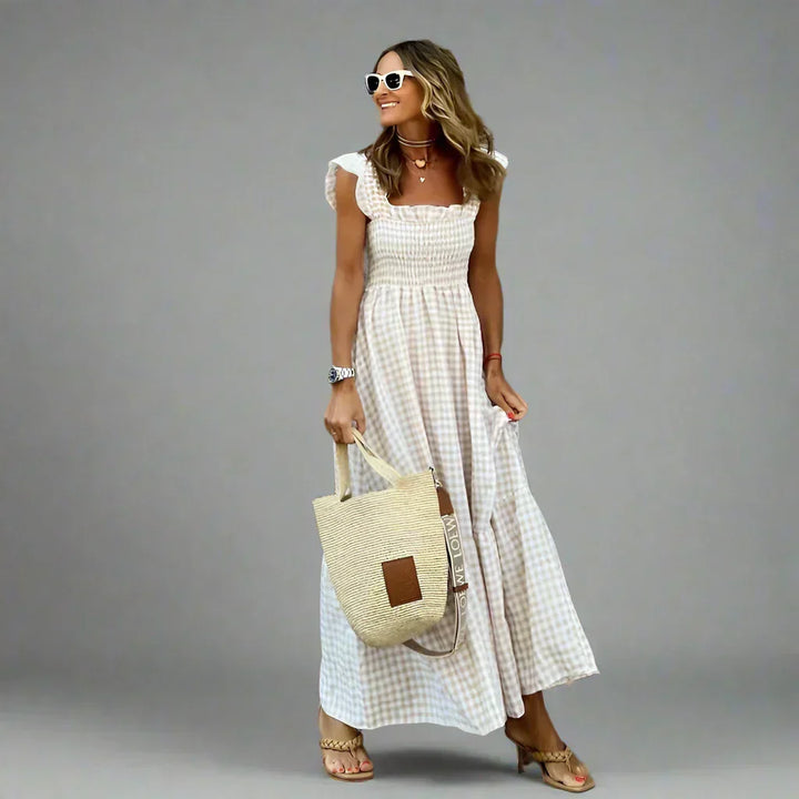 Bertha Checkered Dress in Retro Style for Elegance & Comfort in Everyday Life - Elena Harper