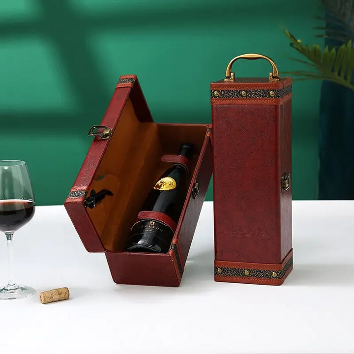 Elegant Wine Carrier Case with Accessories - Portable Storage