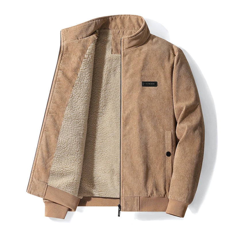Laurent Monaco Fleece Jacket with Corduroy for Men, view 2 - Elena Harper