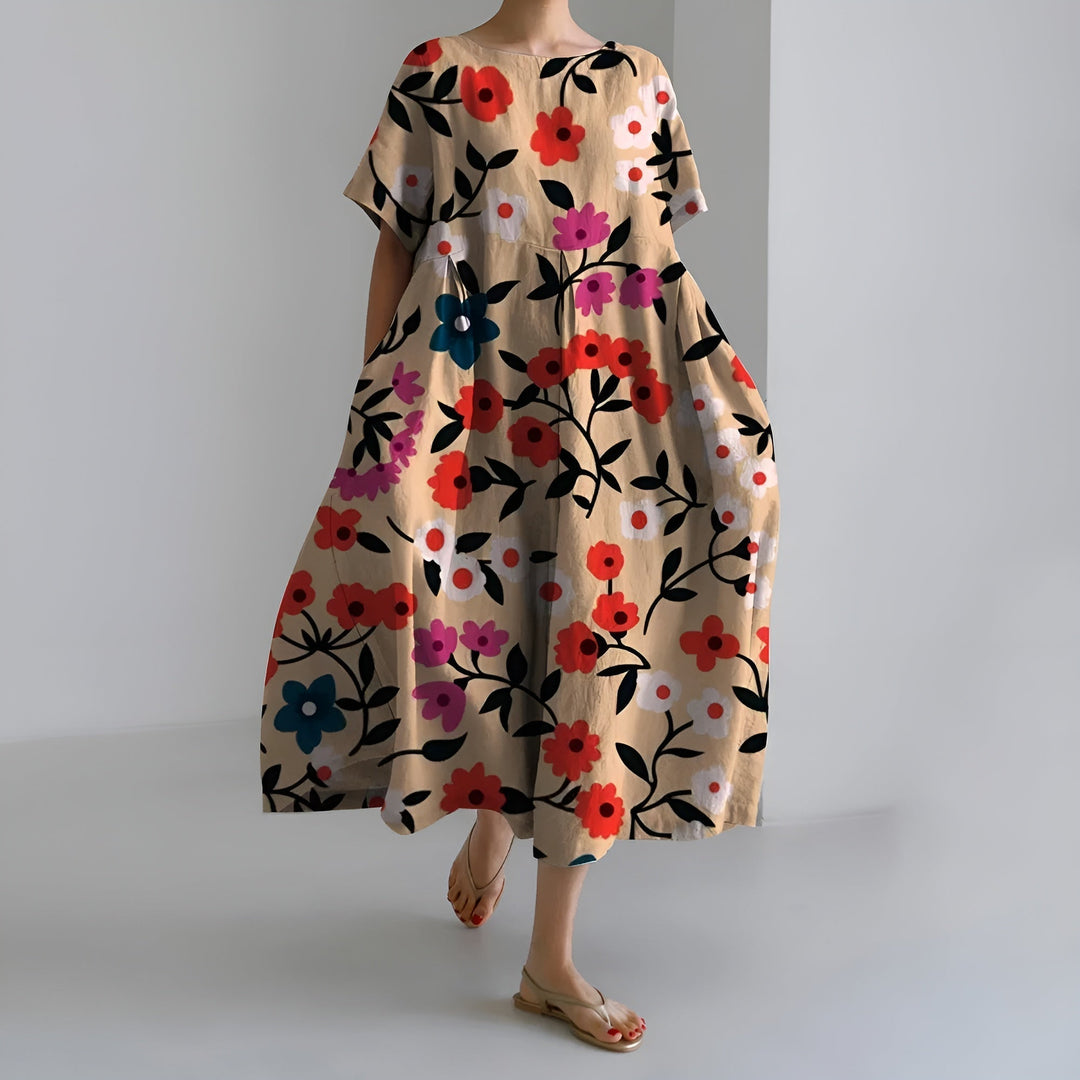 Meeri Artistic maxi dress with vintage floral pattern and effortless elegance - Elena Harper