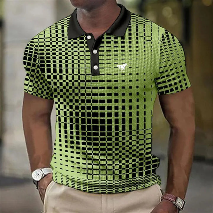 LAURENT MONACO | MODERN POLO WITH GEOMETRIC PRINT FOR MEN