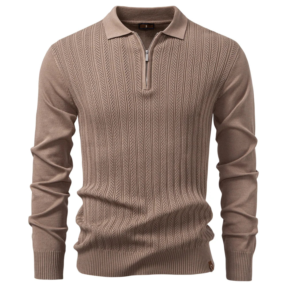 LAURENT MONACO | TEXTURED ZIPPER POLO FOR MEN