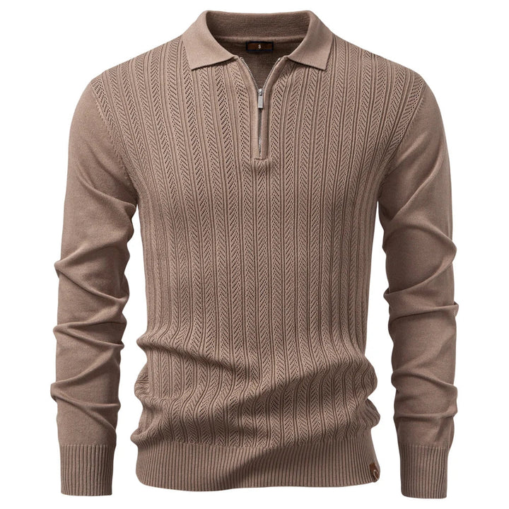 LAURENT MONACO | TEXTURED ZIPPER POLO FOR MEN