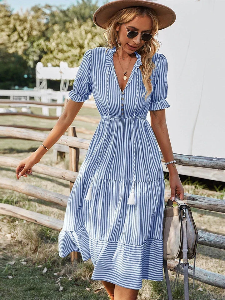 Bernice Classic Striped Dress - Elena Harper