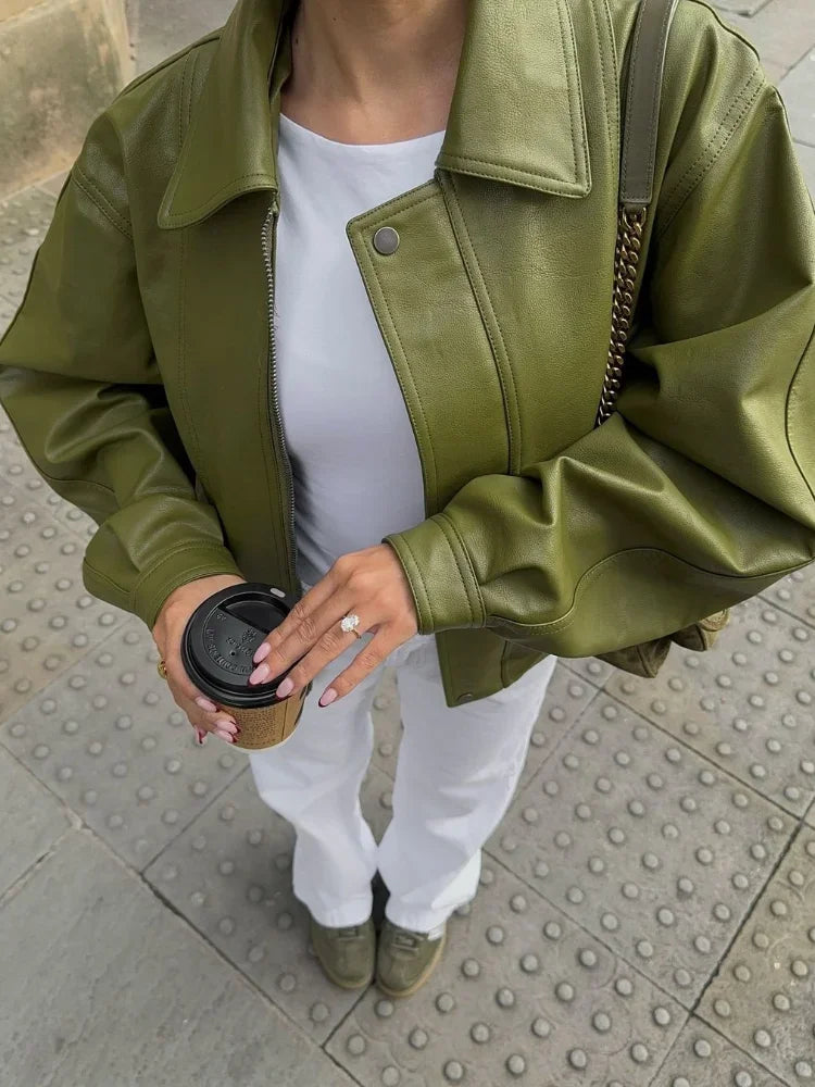 Shanel / Oversized Leather Jacket - Elena Harper