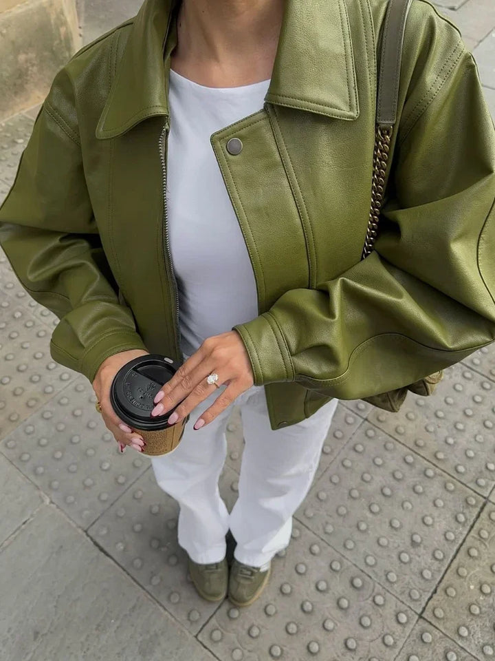 Shanel / Oversized Leather Jacket - Elena Harper